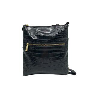 Giani Bernini Black Croc Dasher Crossbody Bag